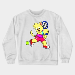 Cat at Tennis with Tennis racket & Tennis ball Crewneck Sweatshirt